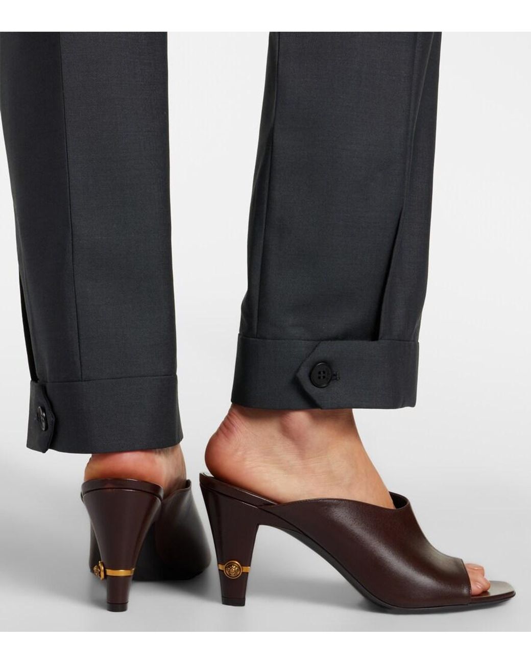 Versace Brown Giulietta Leather Mules