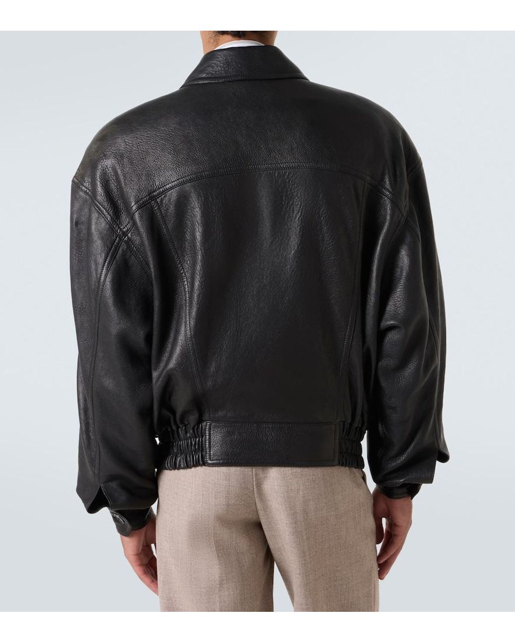 Saint Laurent Black Leather Bomber Jacket for men