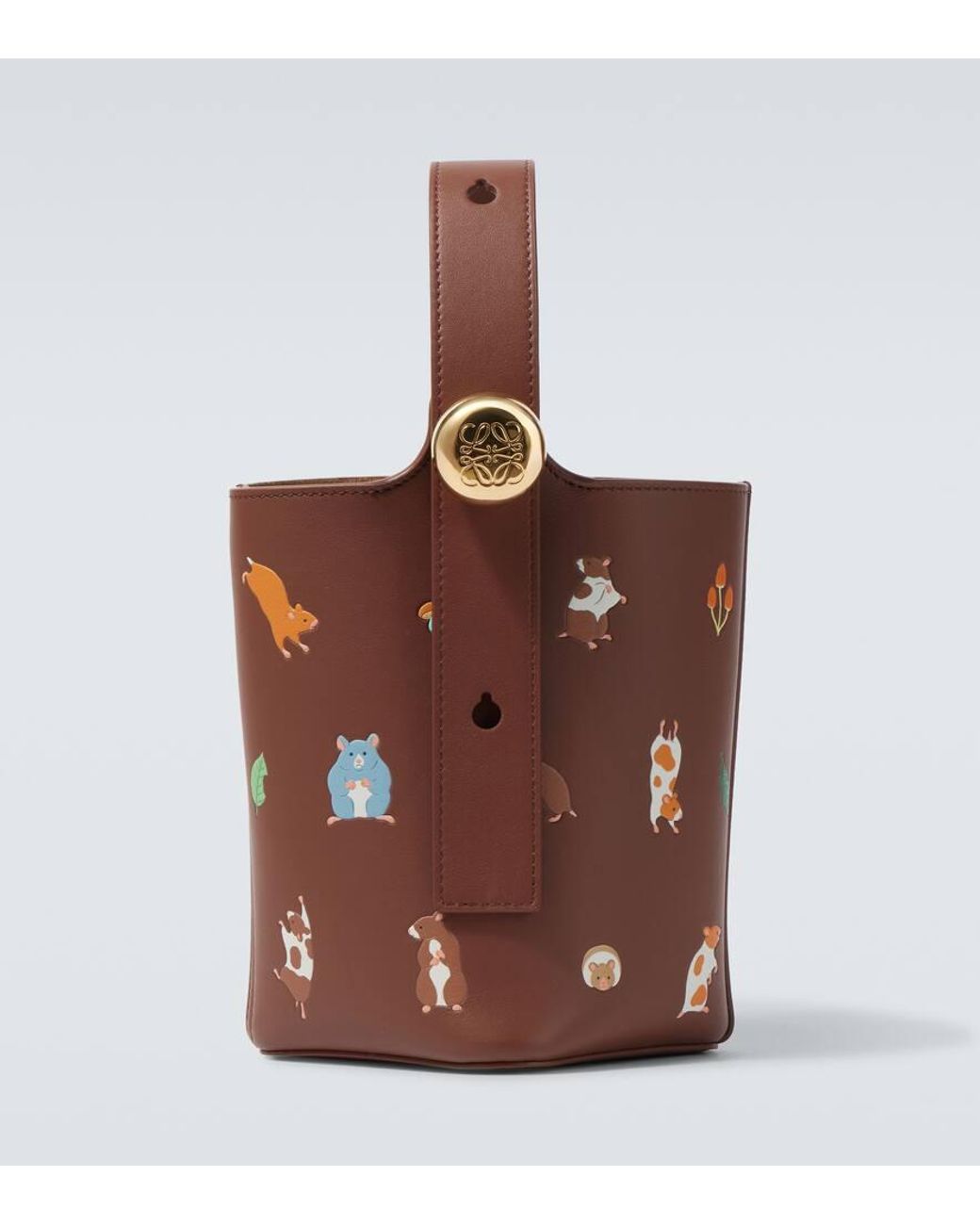 Loewe X Suna Fujita Pebble Hamster Mini Bucket Bag in Brown for