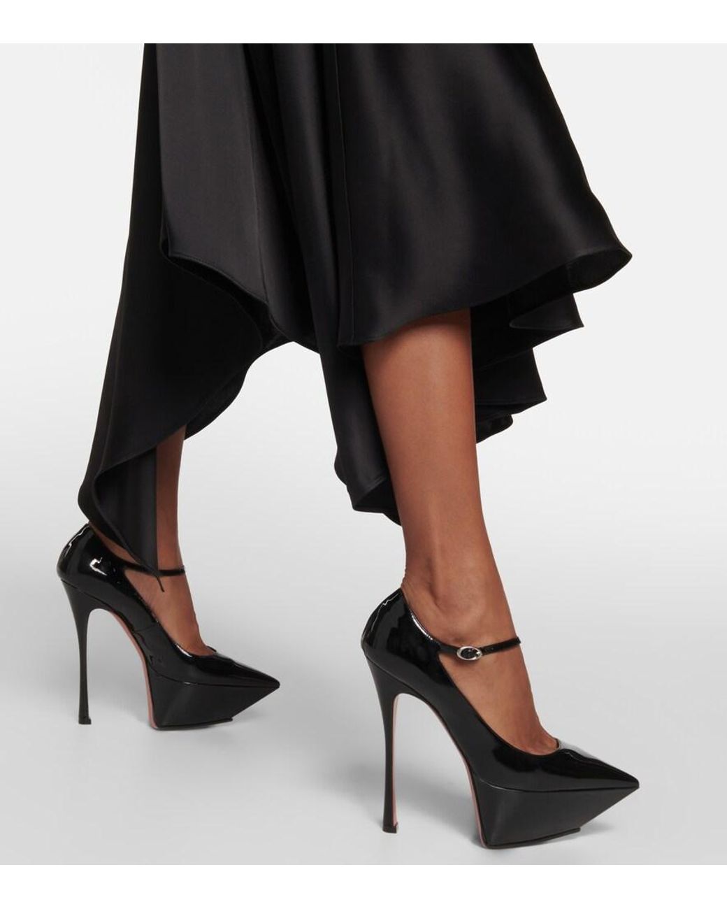 AMINA MUADDI Black Yigit Patent Leather Platform Pumps