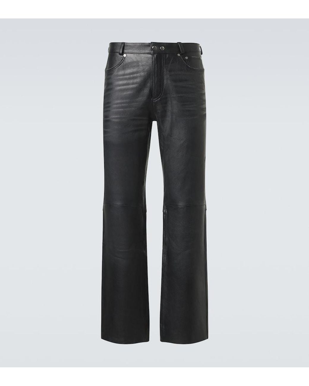 Our Legacy Gray Carlson Cut Straight Leather Pants for men