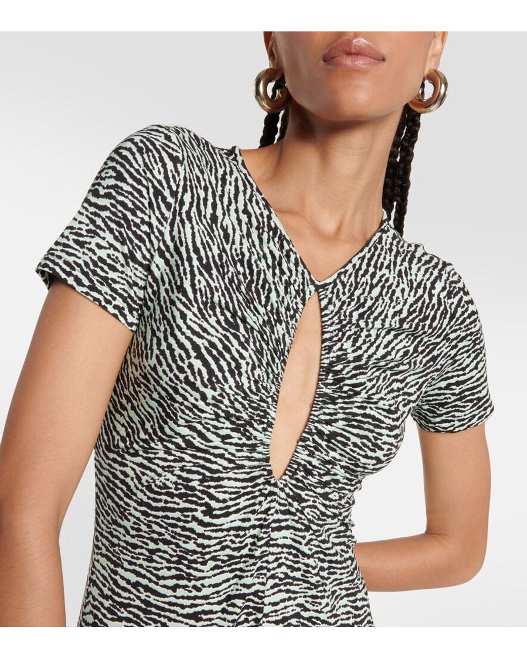 Proenza Schouler Gray Printed Keyhole Maxi Dress