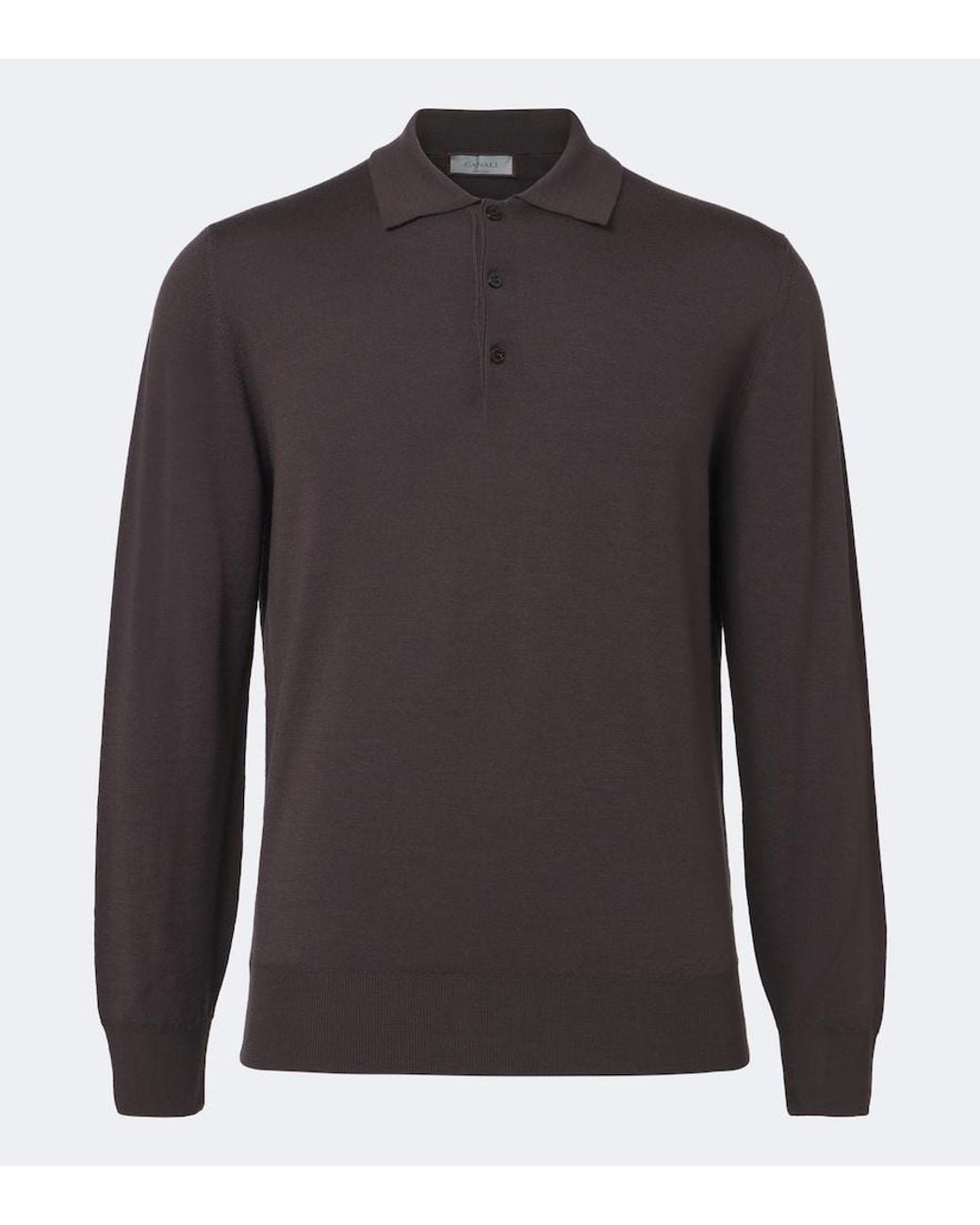 Canali Brown Virgin Wool Polo Sweater for men