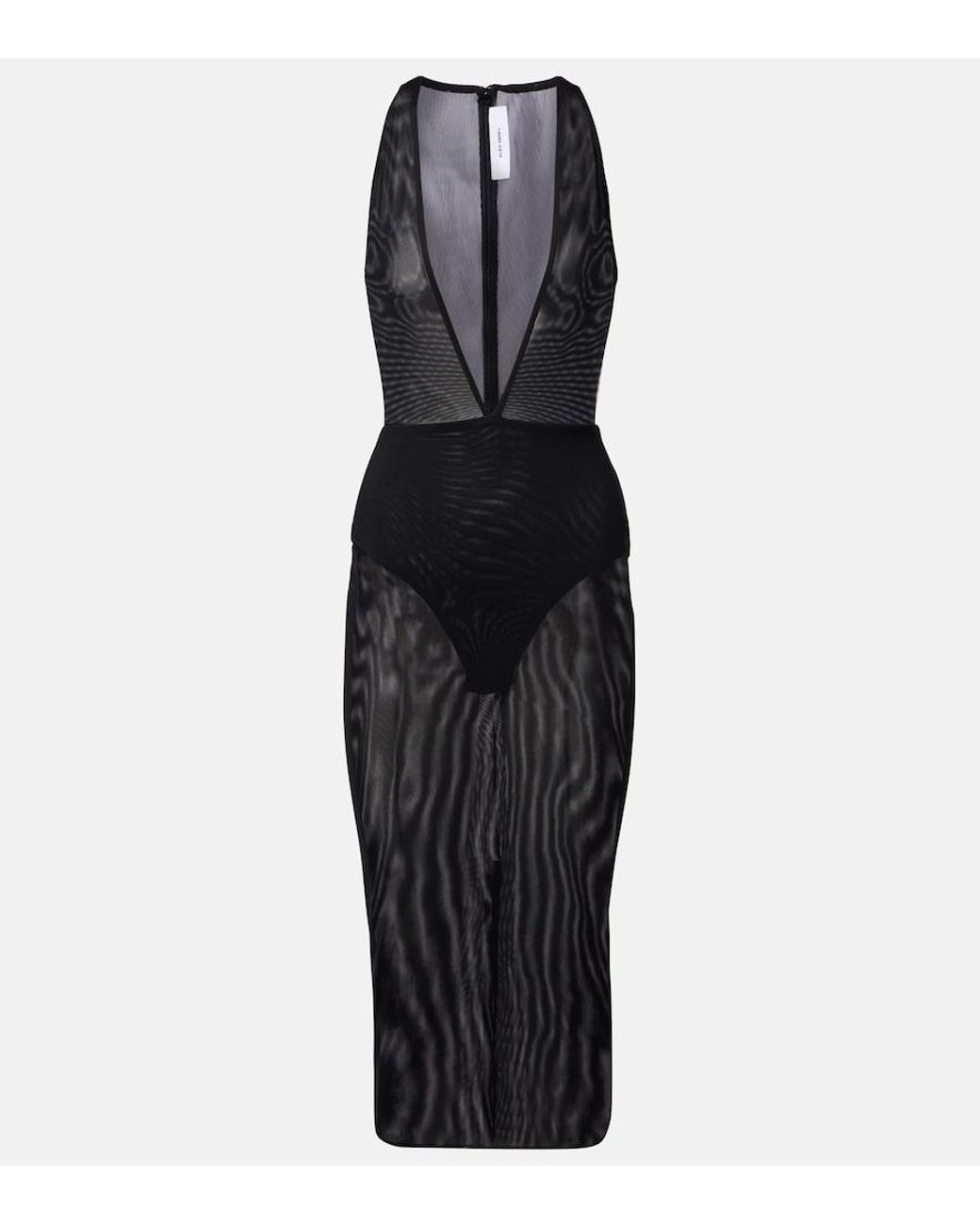 Alex Perry Black Sheer Midi Dress
