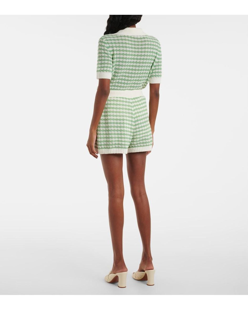 Zimmermann Green Everley Knitted Cotton-Blend Shorts