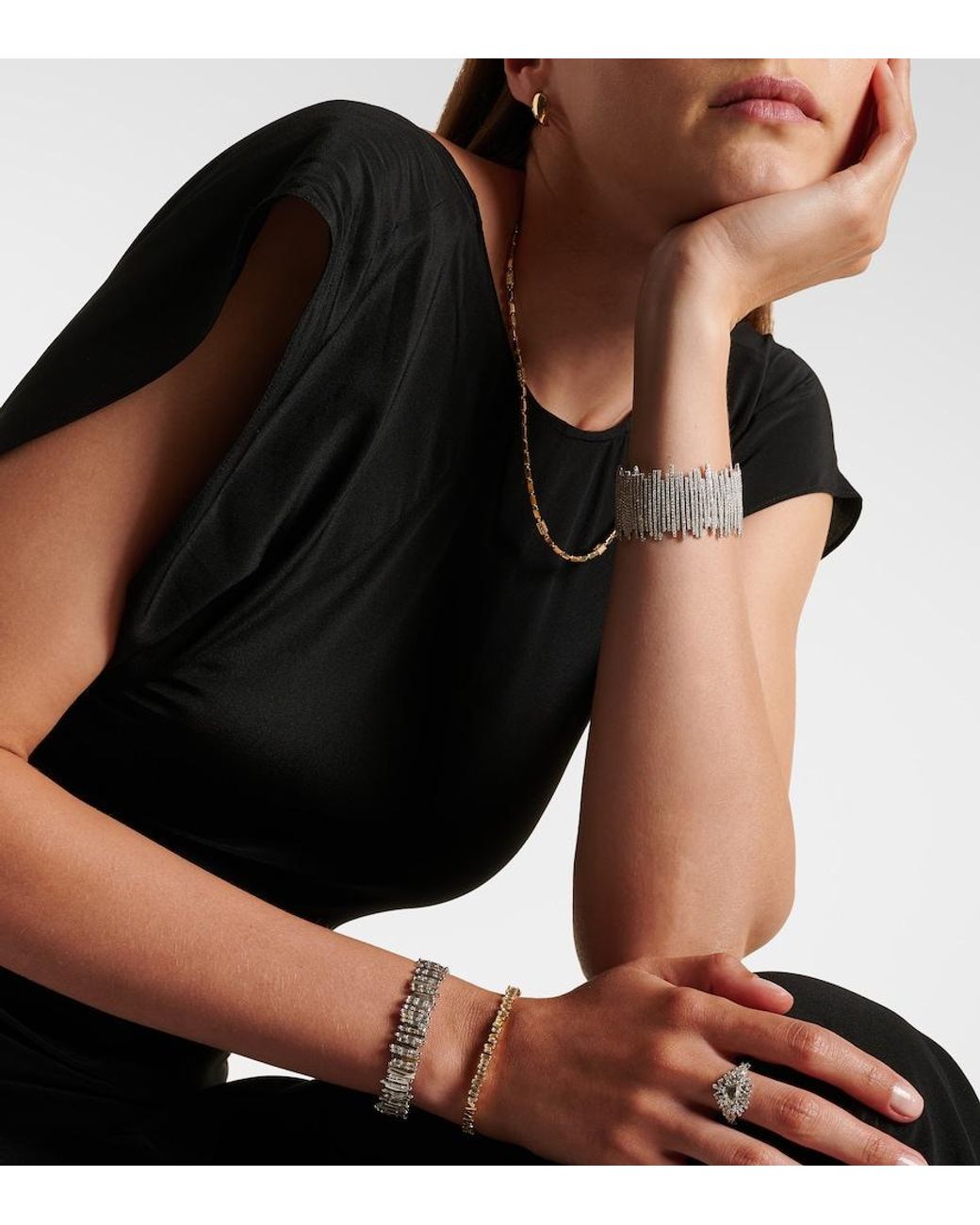 Suzanne Kalan Metallic Classic 18Kt Bangle With Diamonds