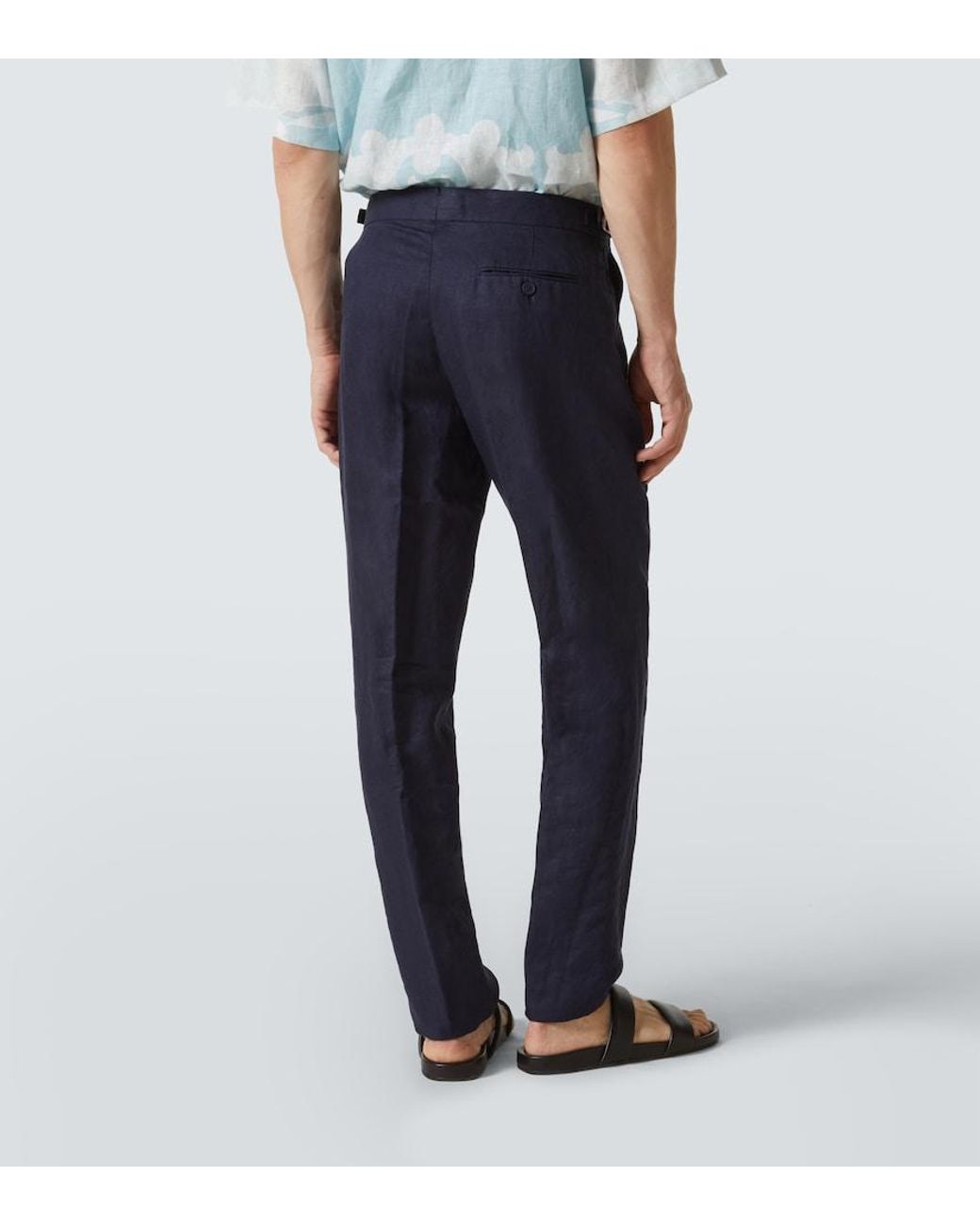 Orlebar Brown Blue Griffon Linen Pants for men