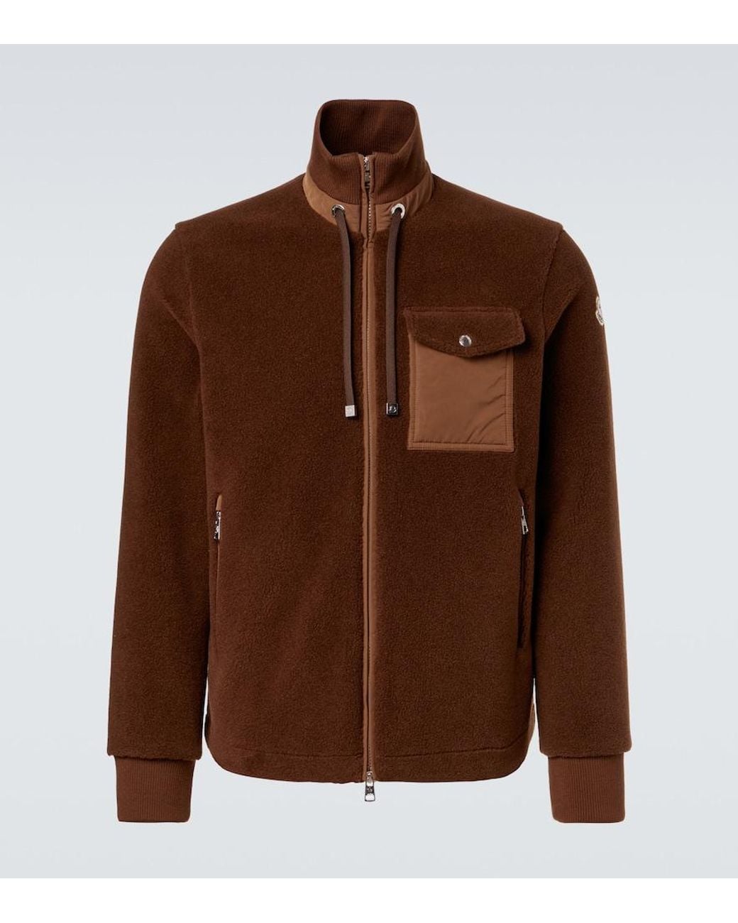 Moncler Brown Down-Paneled Teddy Cardigan for men