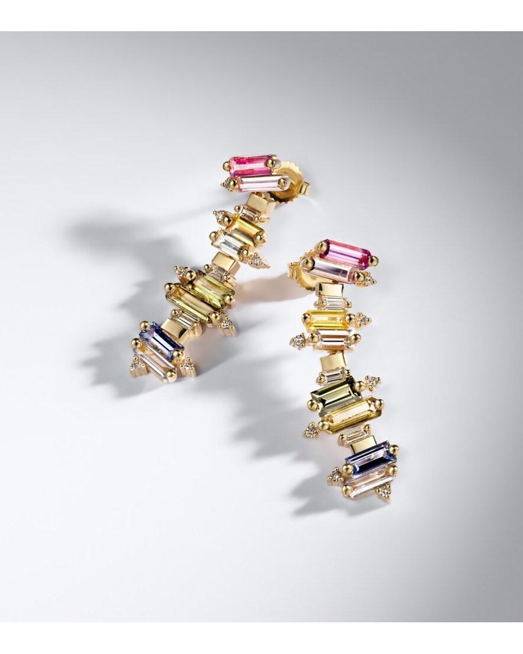 Suzanne Kalan White 18Kt Drop Earrings With Sapphires And Diamonds
