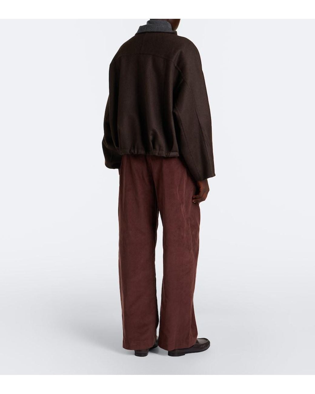 Brunello Cucinelli Red Monili Corduroy Wide-Leg Pants