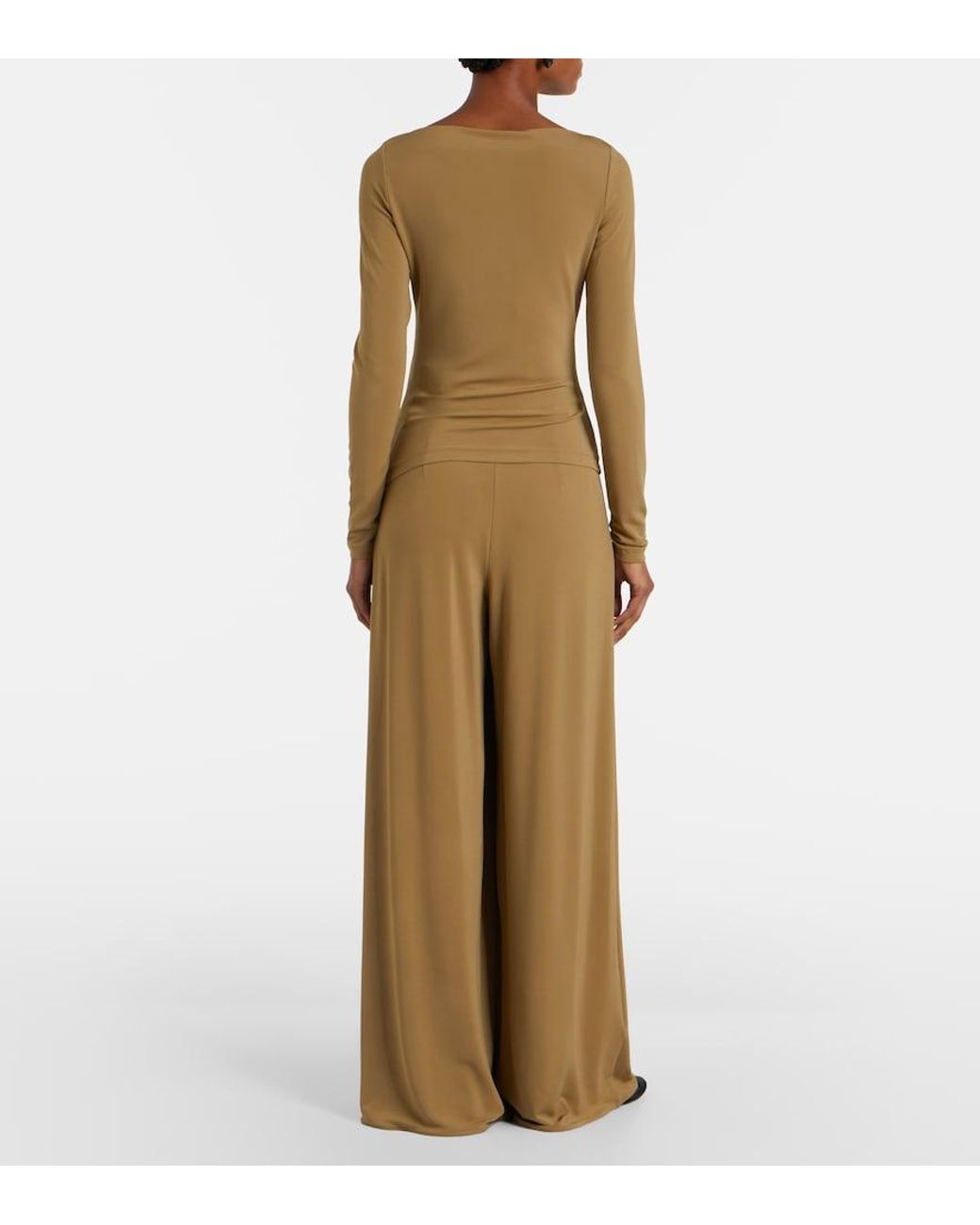 Max Mara Natural Pleated Wide-Leg Pants
