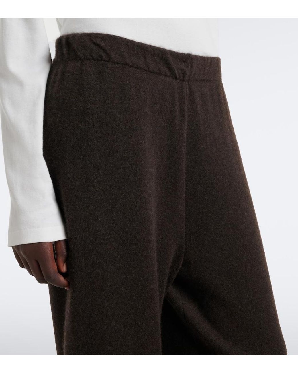 The Row Brown Parvi Cashmere Wide-Leg Pants