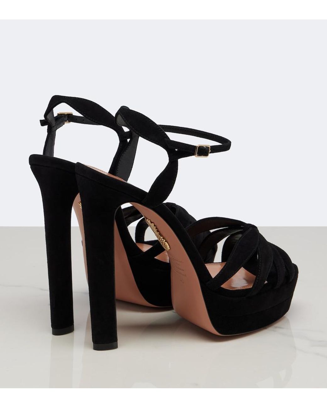 Aquazzura Black Soulmate Suede Platform Sandals