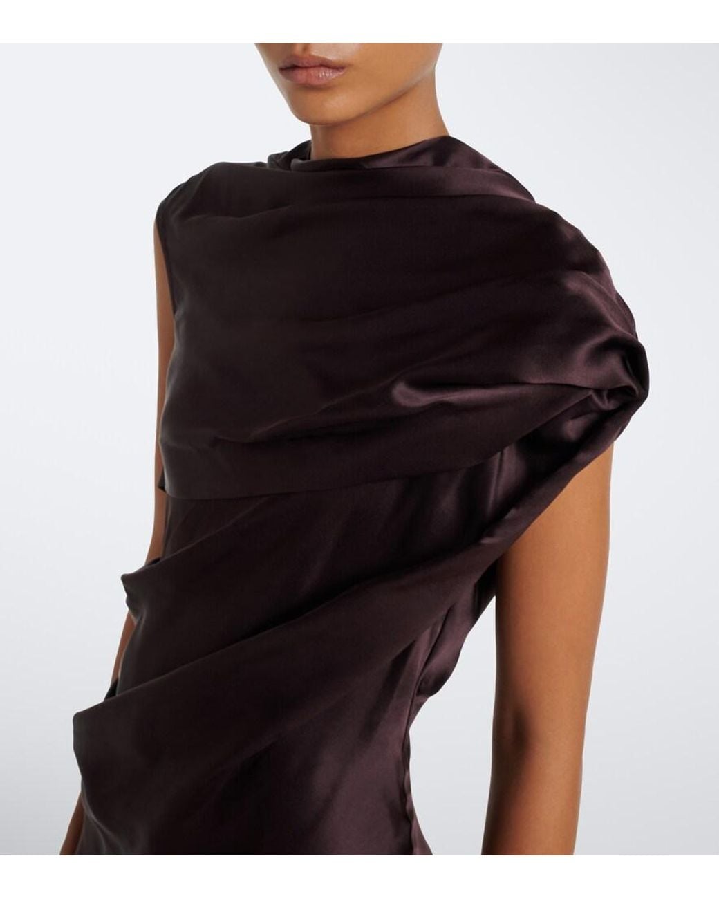 TOVE Purple Saige Gathered Satin Gown