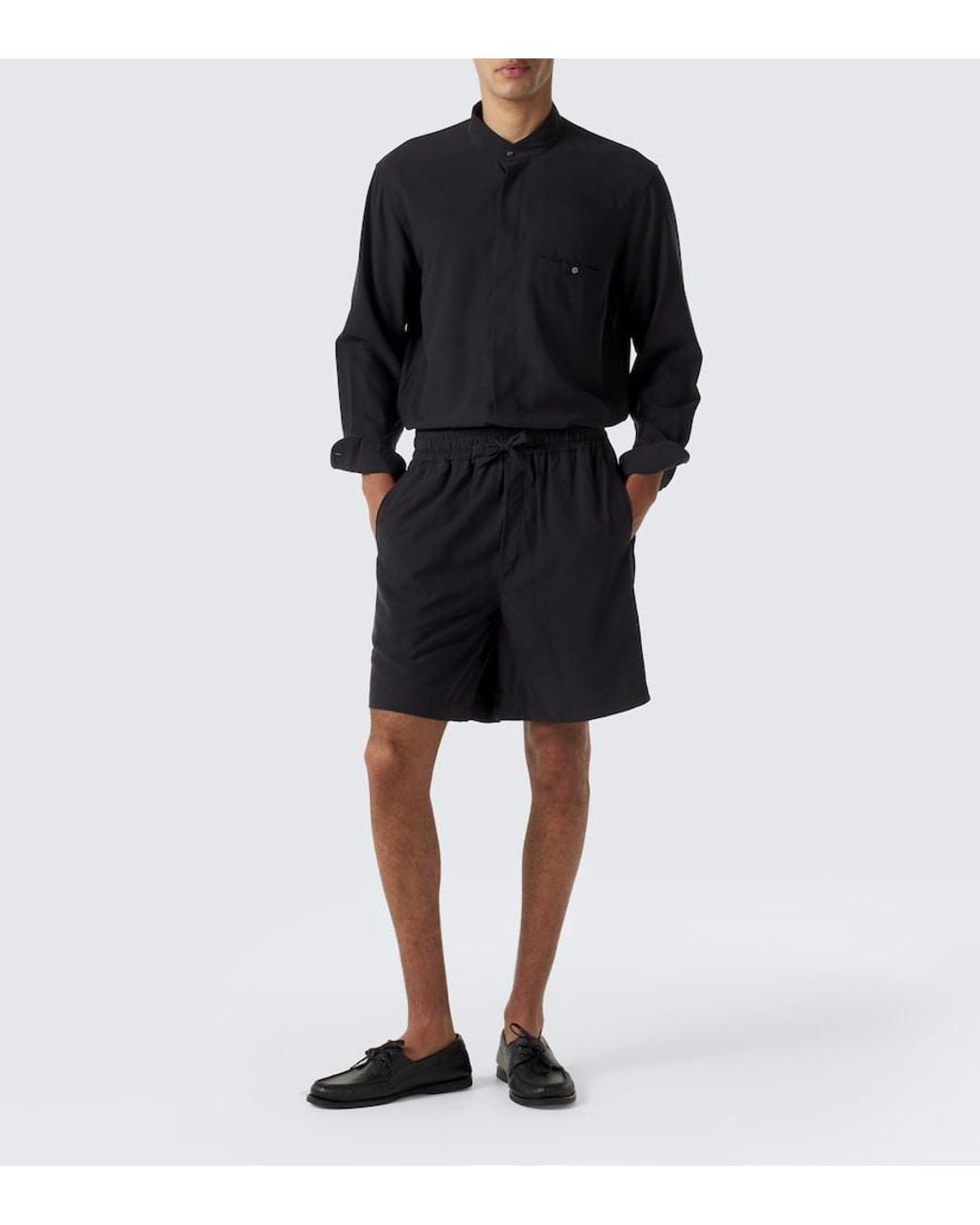 Saman Amel Black Henri Silk Shorts for men