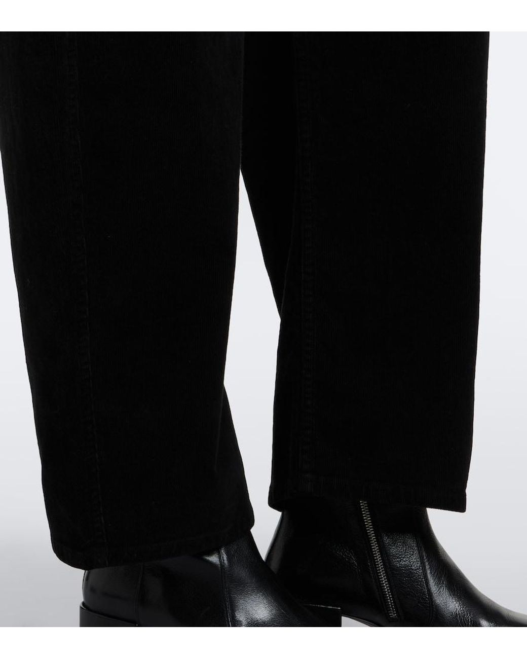 Nili Lotan Black Tribeca Corduroy Barrel-Leg Pants