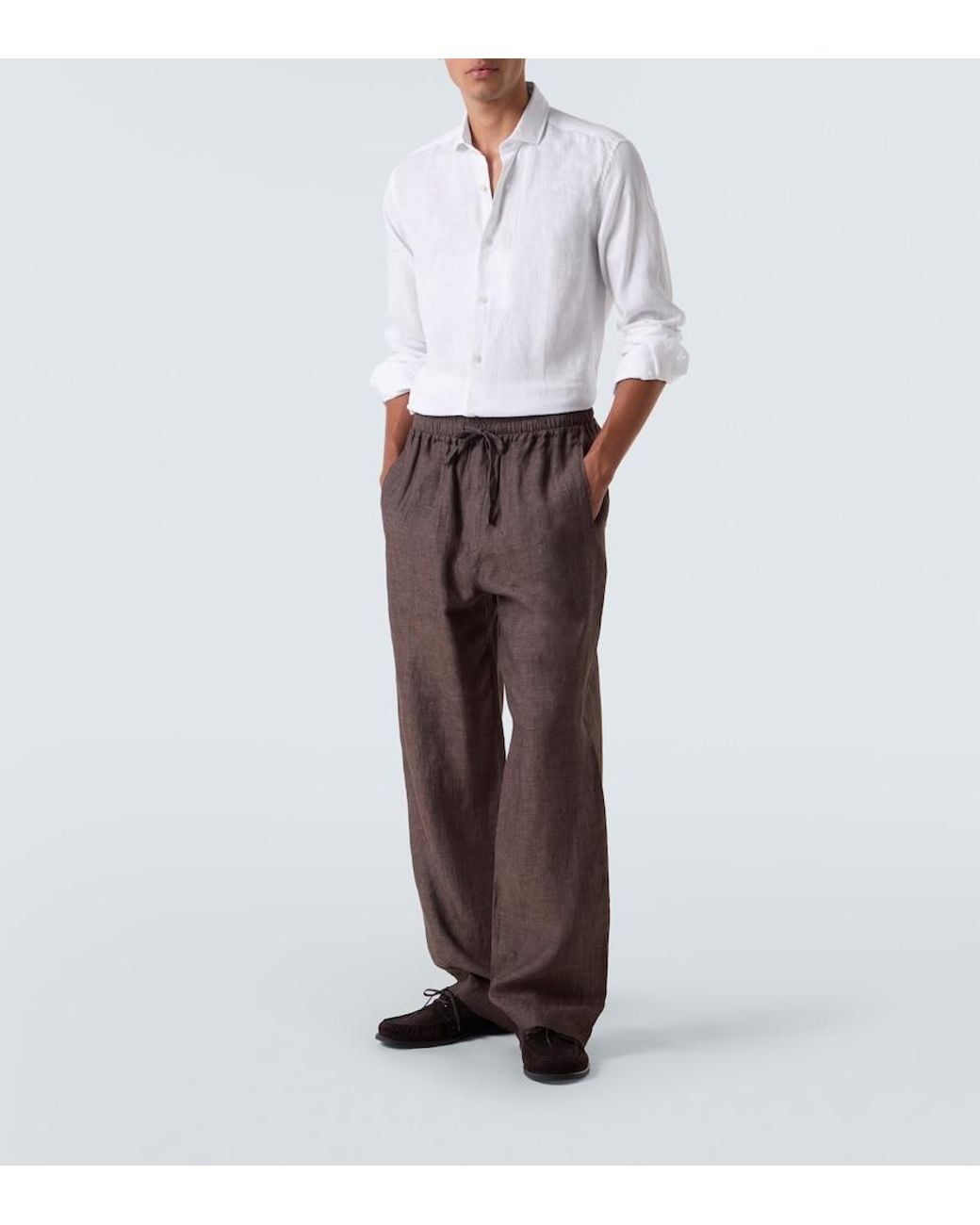 Frescobol Carioca White Antonio Long-Sleeved Linen Shirt for men