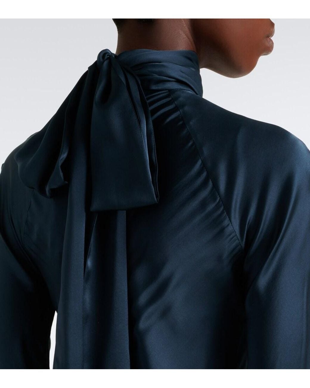 Zimmermann Blue Valiant Ruffled Silk Satin And Chiffon Gown