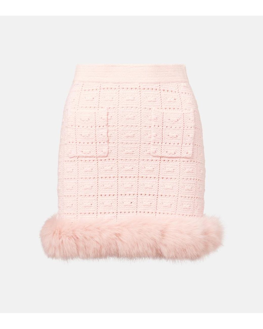 Self-Portrait Pink Crochet Miniskirt