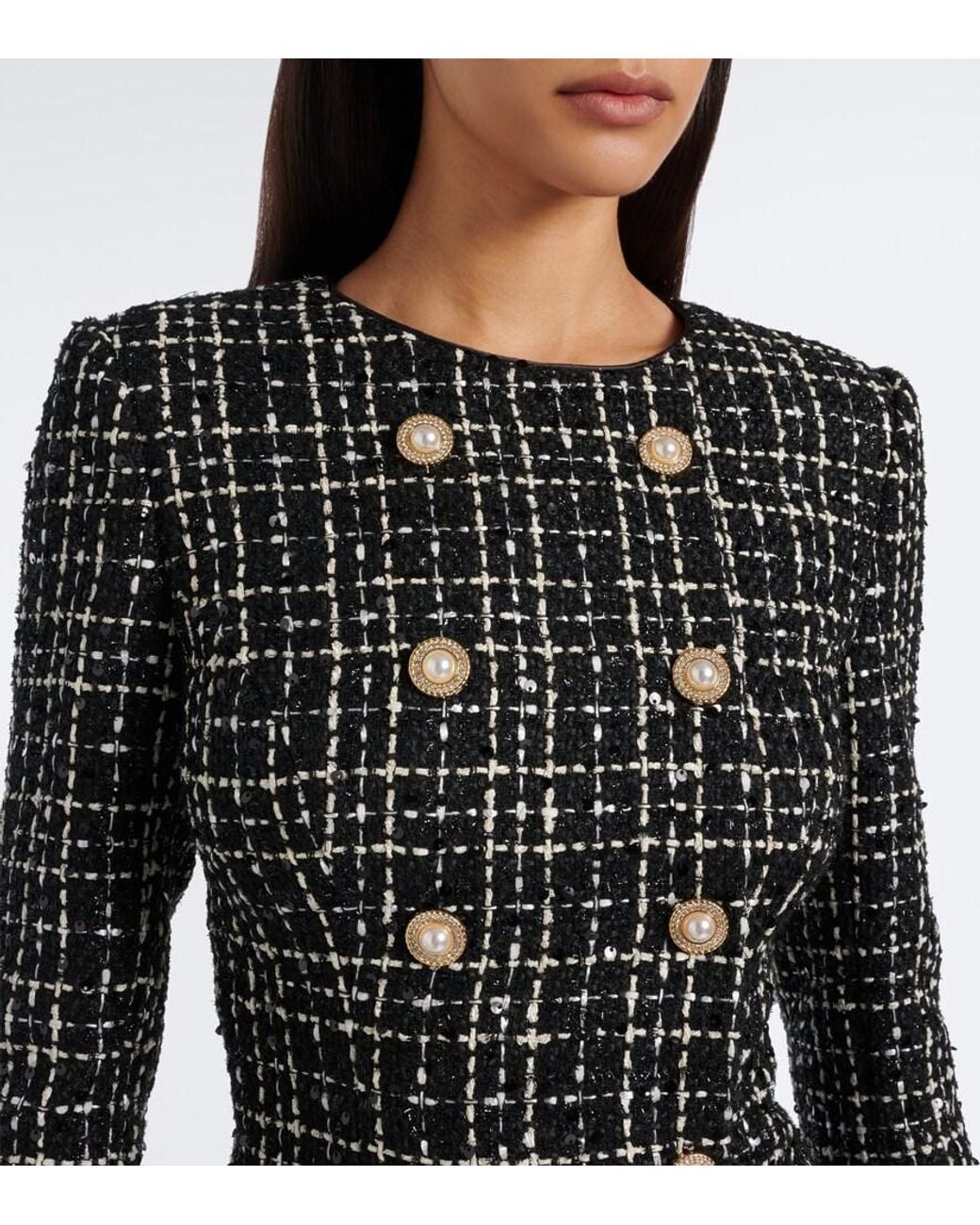 Rebecca Vallance Black Meringue Boucle Tweed Blazer Dress