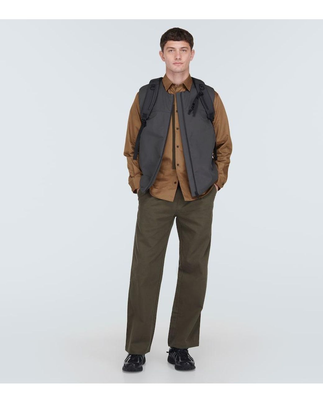 GR10K Brown Cotton Poplin Shirt for men