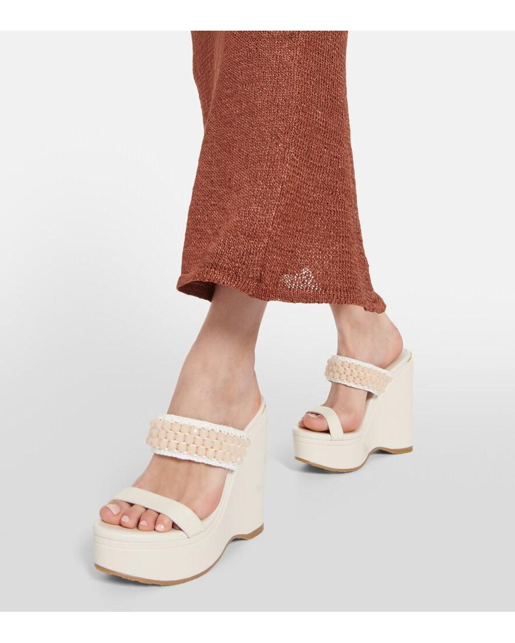 Jimmy Choo White Amoure Wedge 130 Leather Sandals