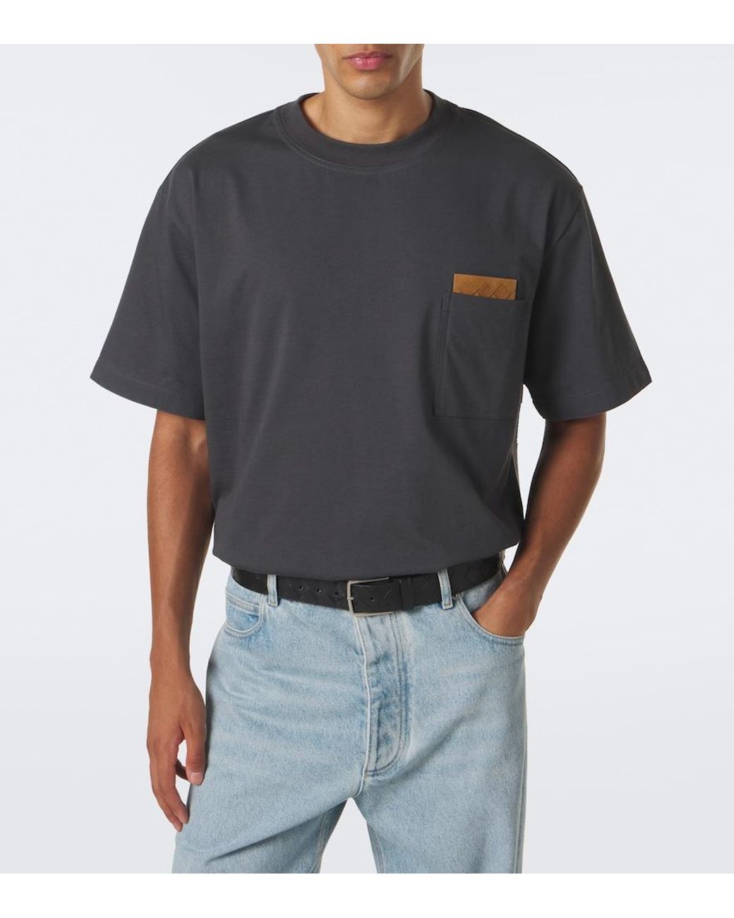 Bottega Veneta Black Intrecciato Cotton Jersey T-Shirt for men