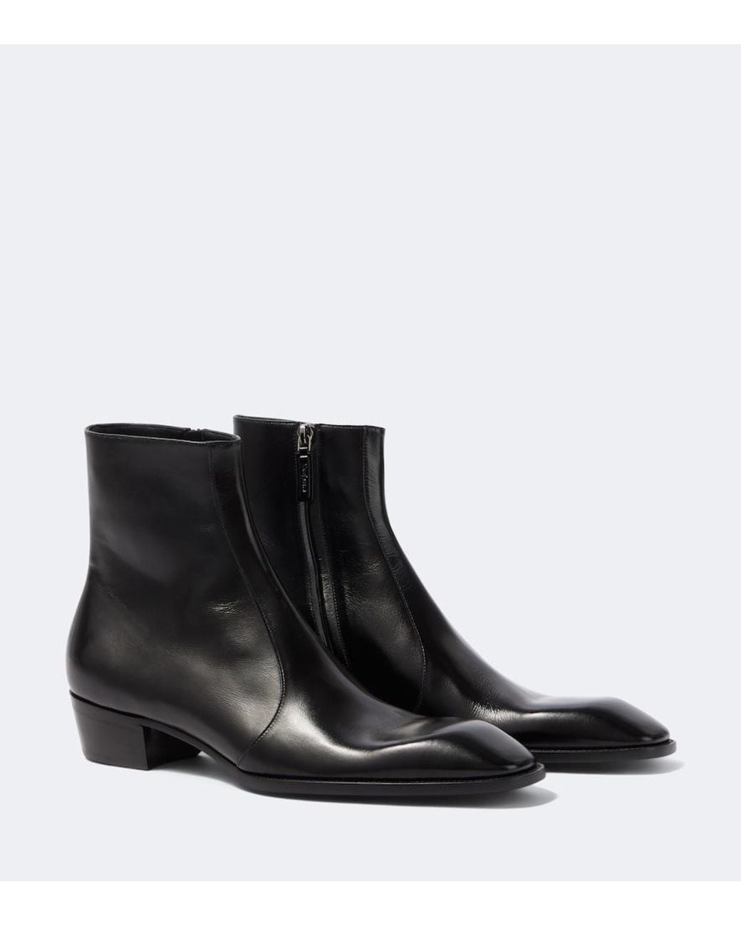 Saint Laurent Black Aurelien Leather Ankle Boots for men