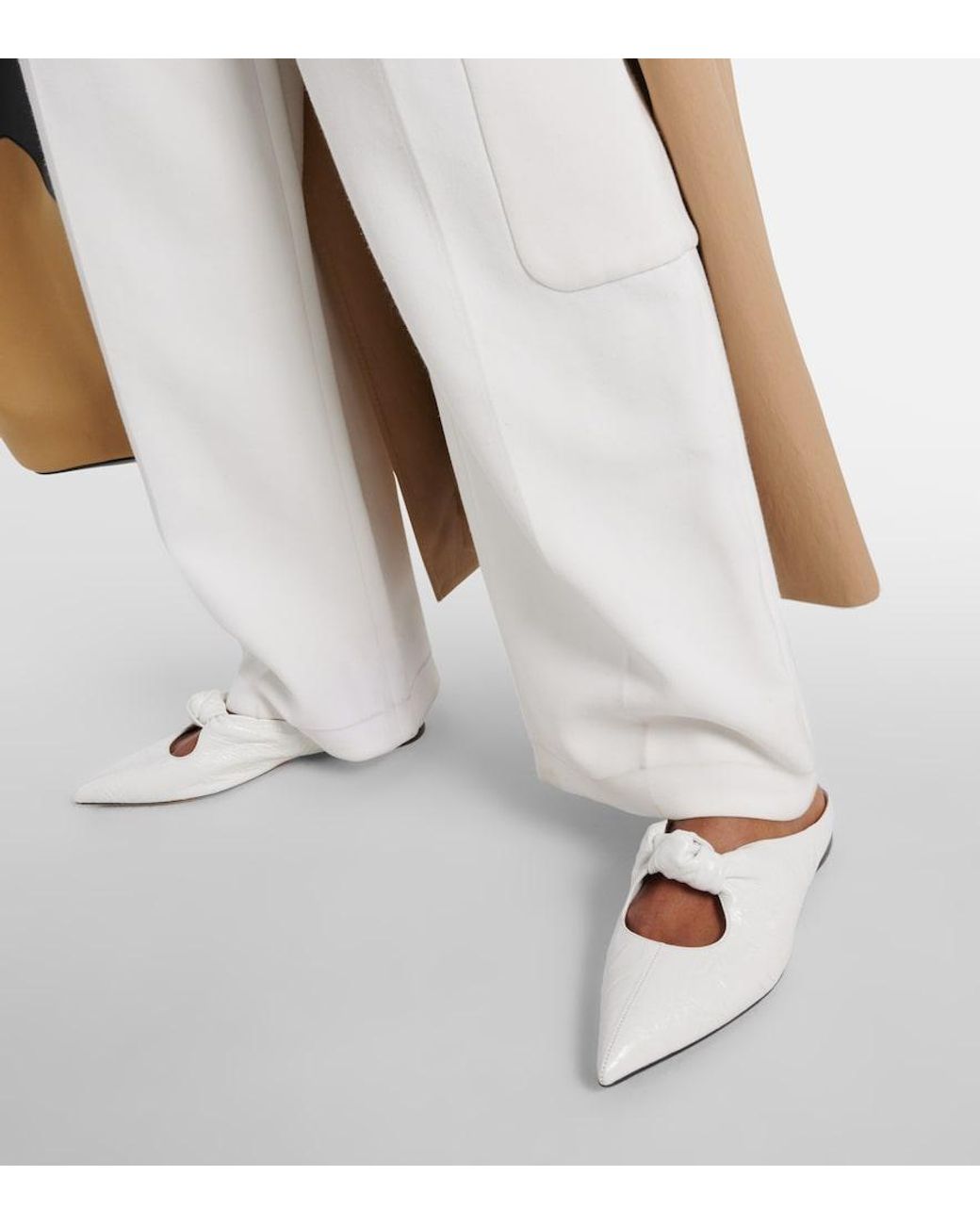 Khaite White Rowan Leather Flats