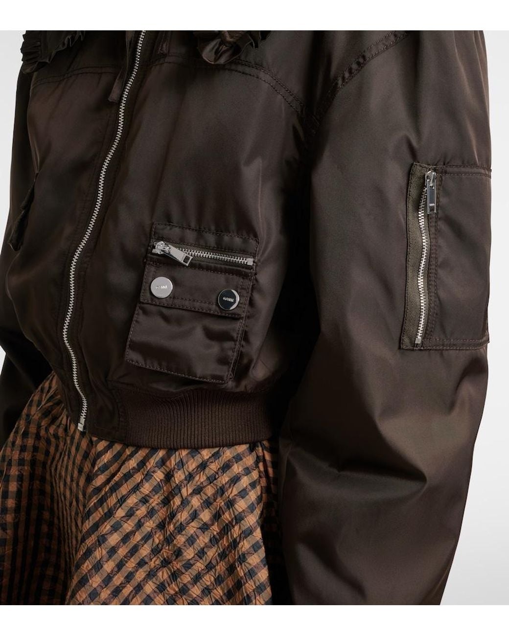 Ganni Brown Duchess Bomber Jacket
