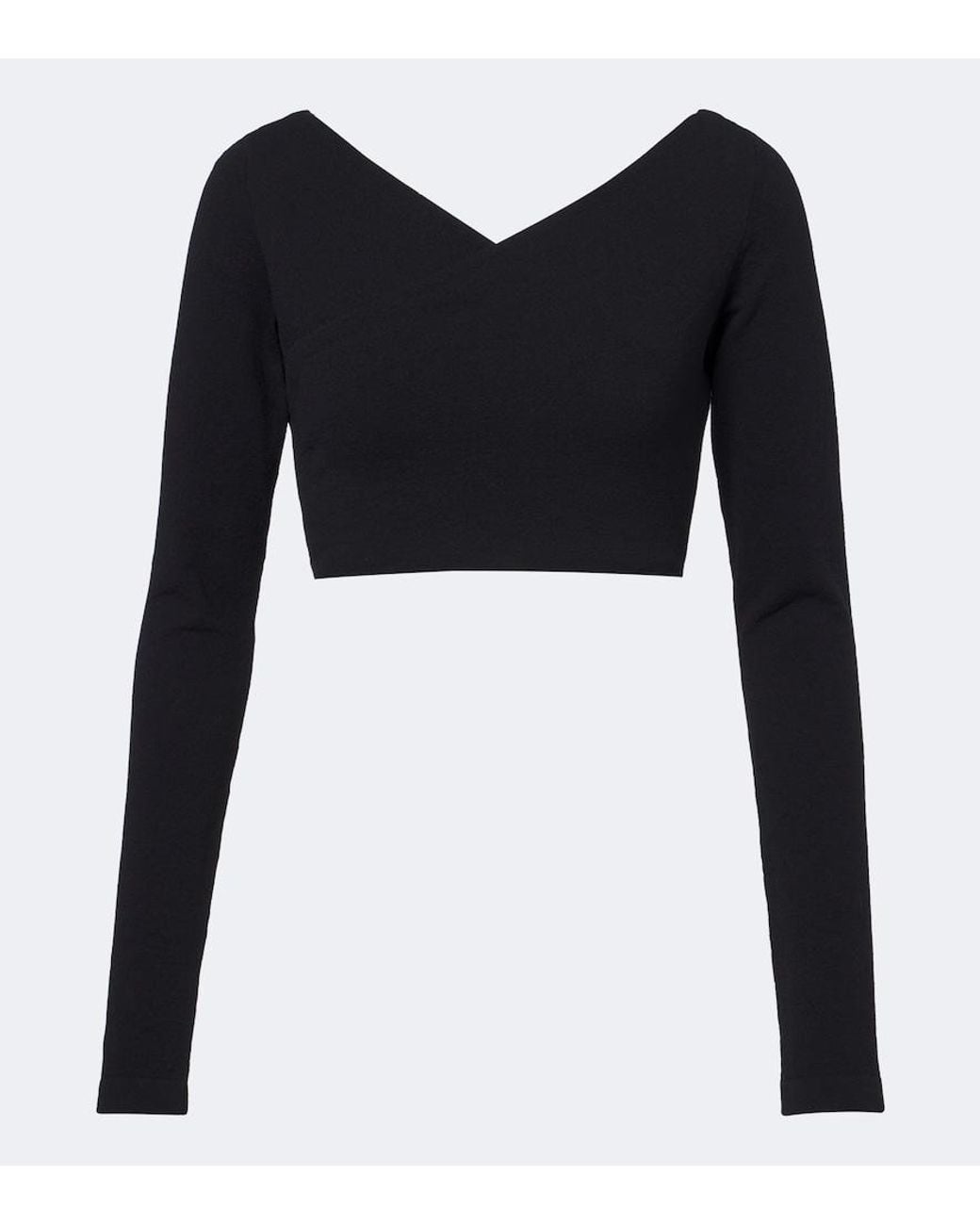 Alaïa Black Cotton-Blend Crepe Wrap Top