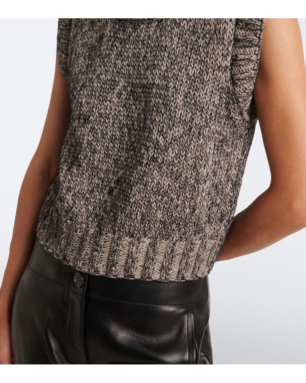 Khaite Gray Cashmere, Mohair, And Silk Turtleneck Vest