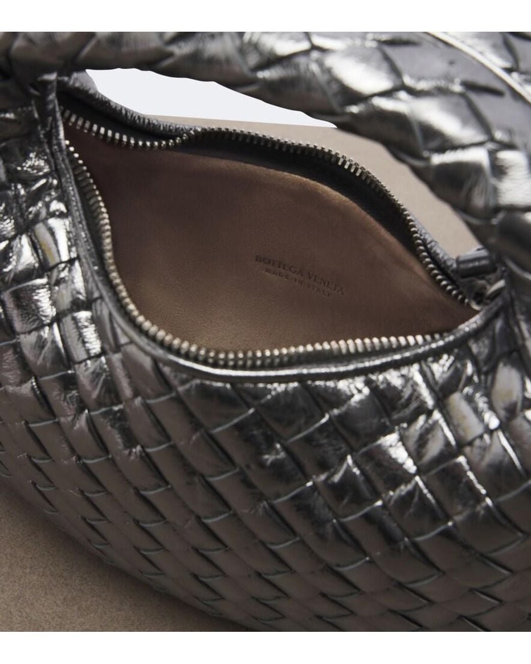 Bottega Veneta Metallic Baby Veneta Leather Top-Handle Bag