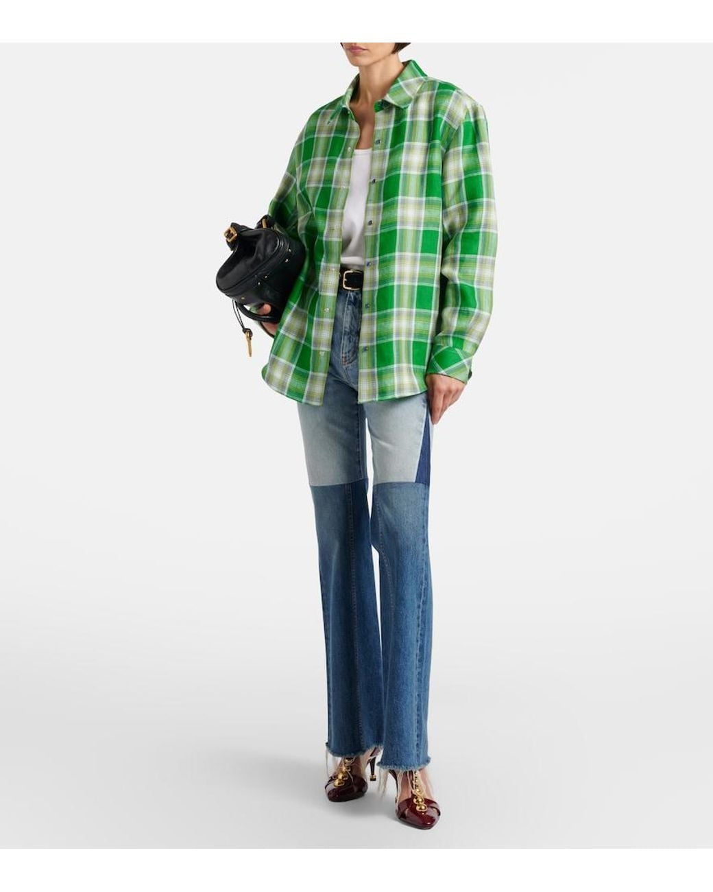 God's True Cashmere Green Harbor Linen Shirt With Lapis Lazuli