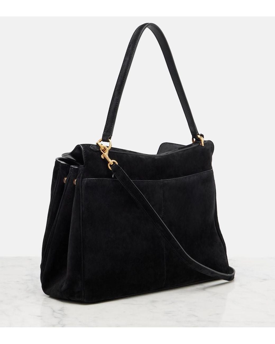 Balenciaga Black Rodeo Medium Suede Shoulder Bag