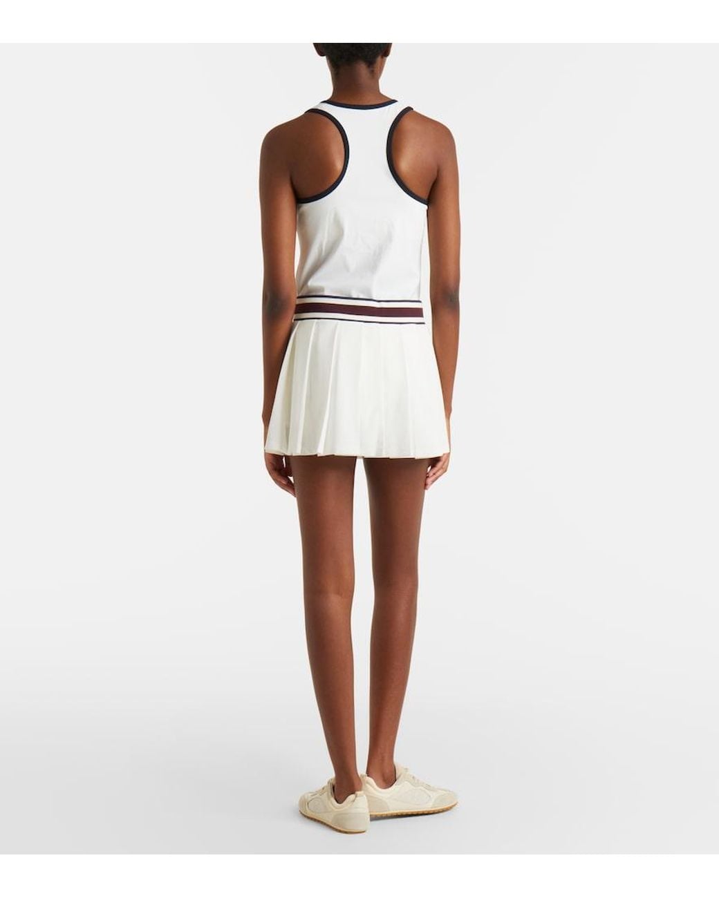 Tory Burch White Striped Pleated Tennis Skirt