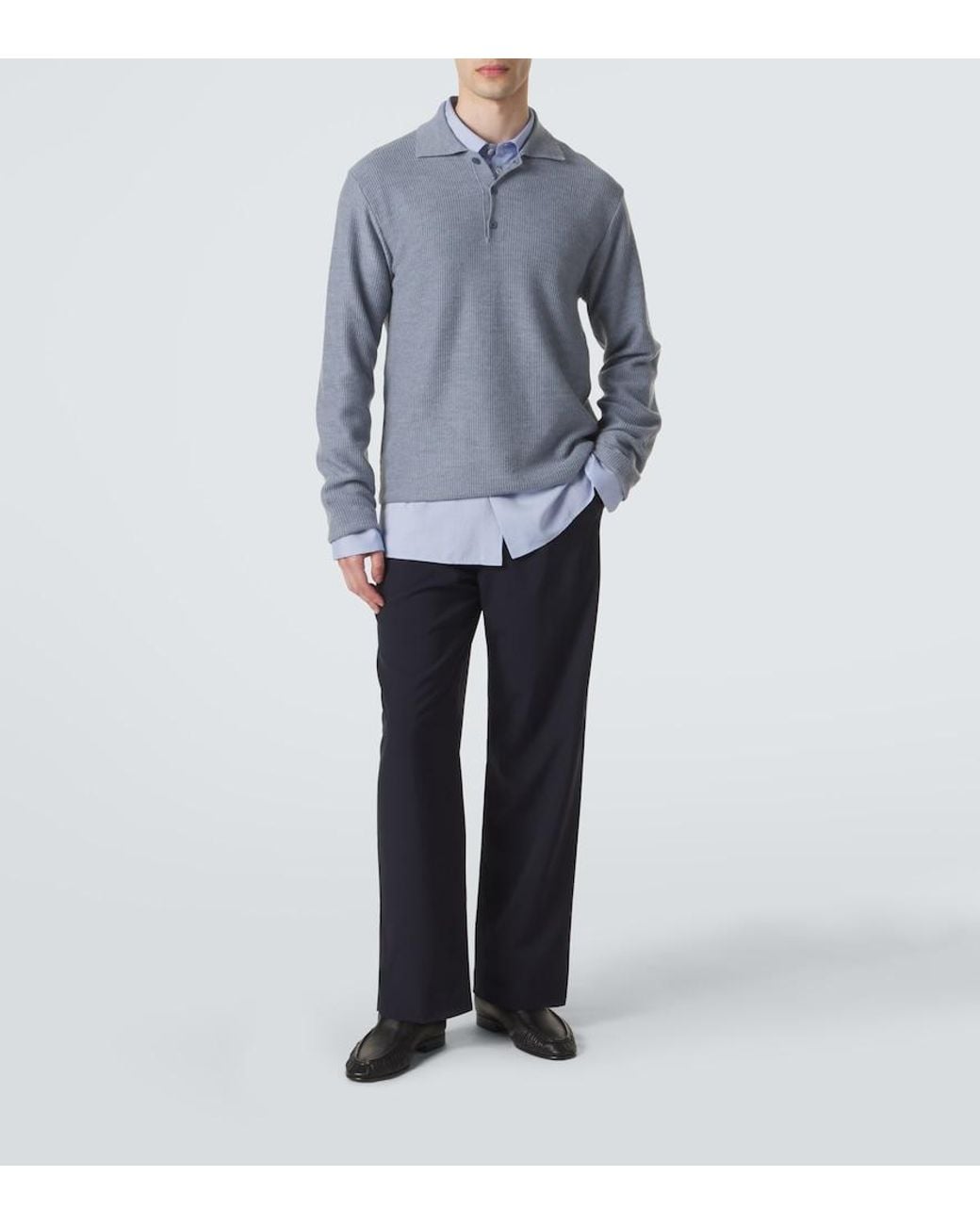 The Row Blue Tarek Virgin Wool Straight Pants for men