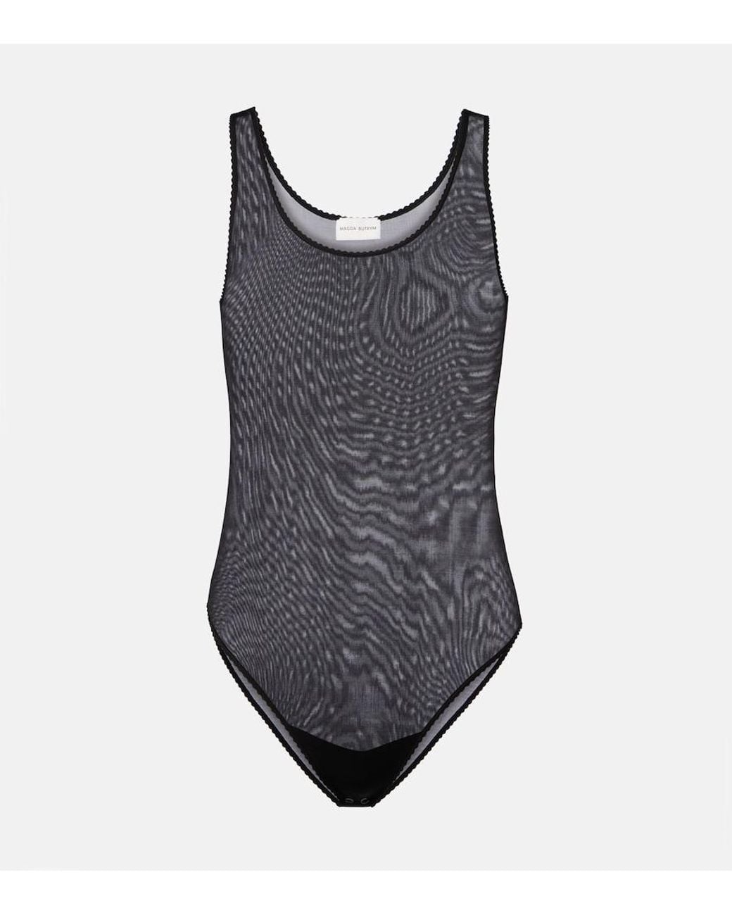Magda Butrym Gray Semi-Sheer Scalloped Bodysuit