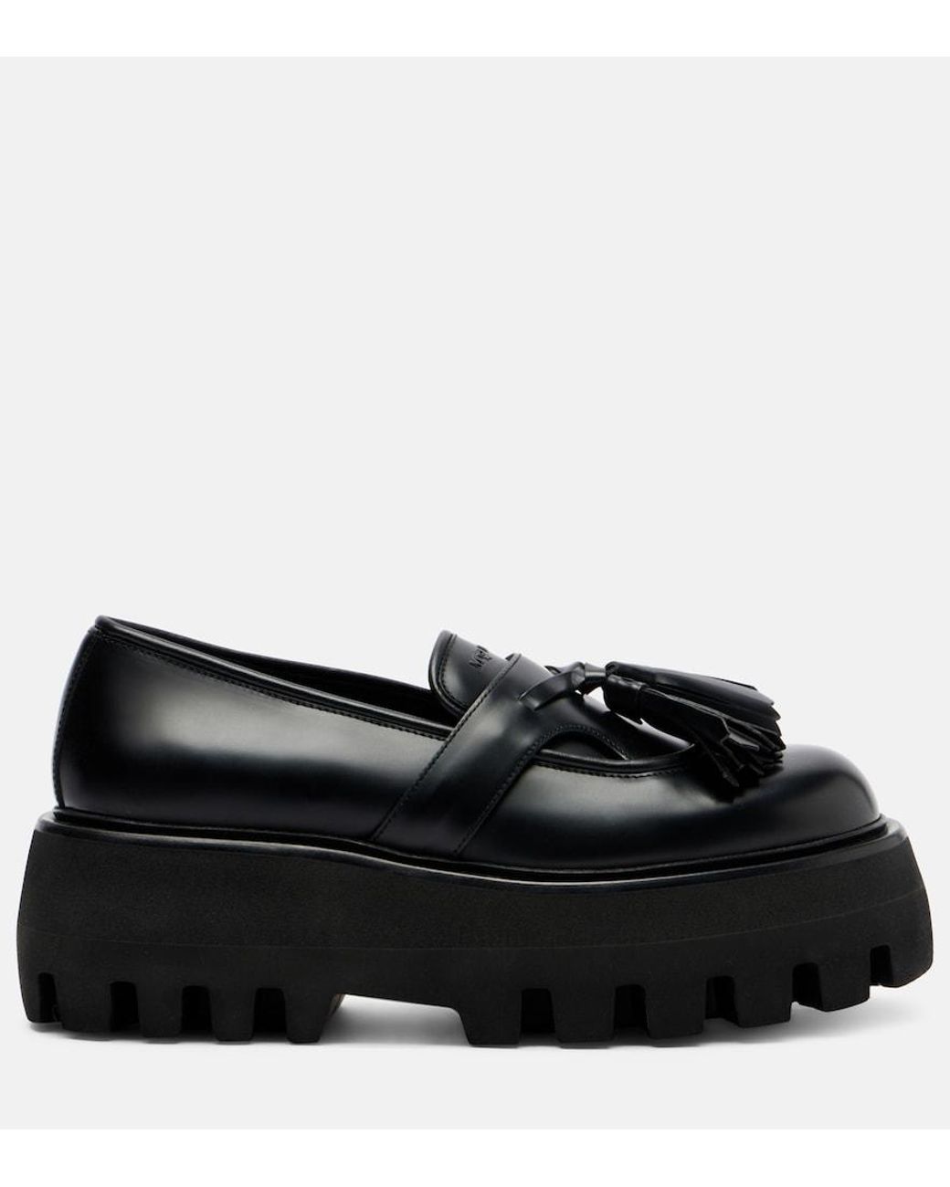 McQueen Black Sofa Leather Platform Loafers