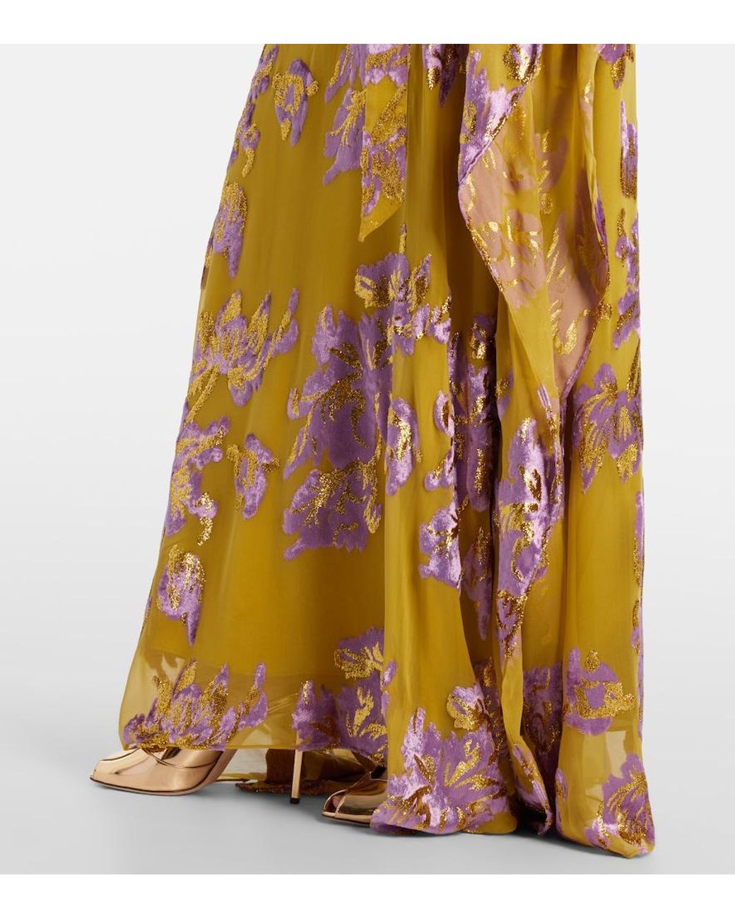 Taller Marmo Metallic Leonor Floral Fil Coupe Kaftan
