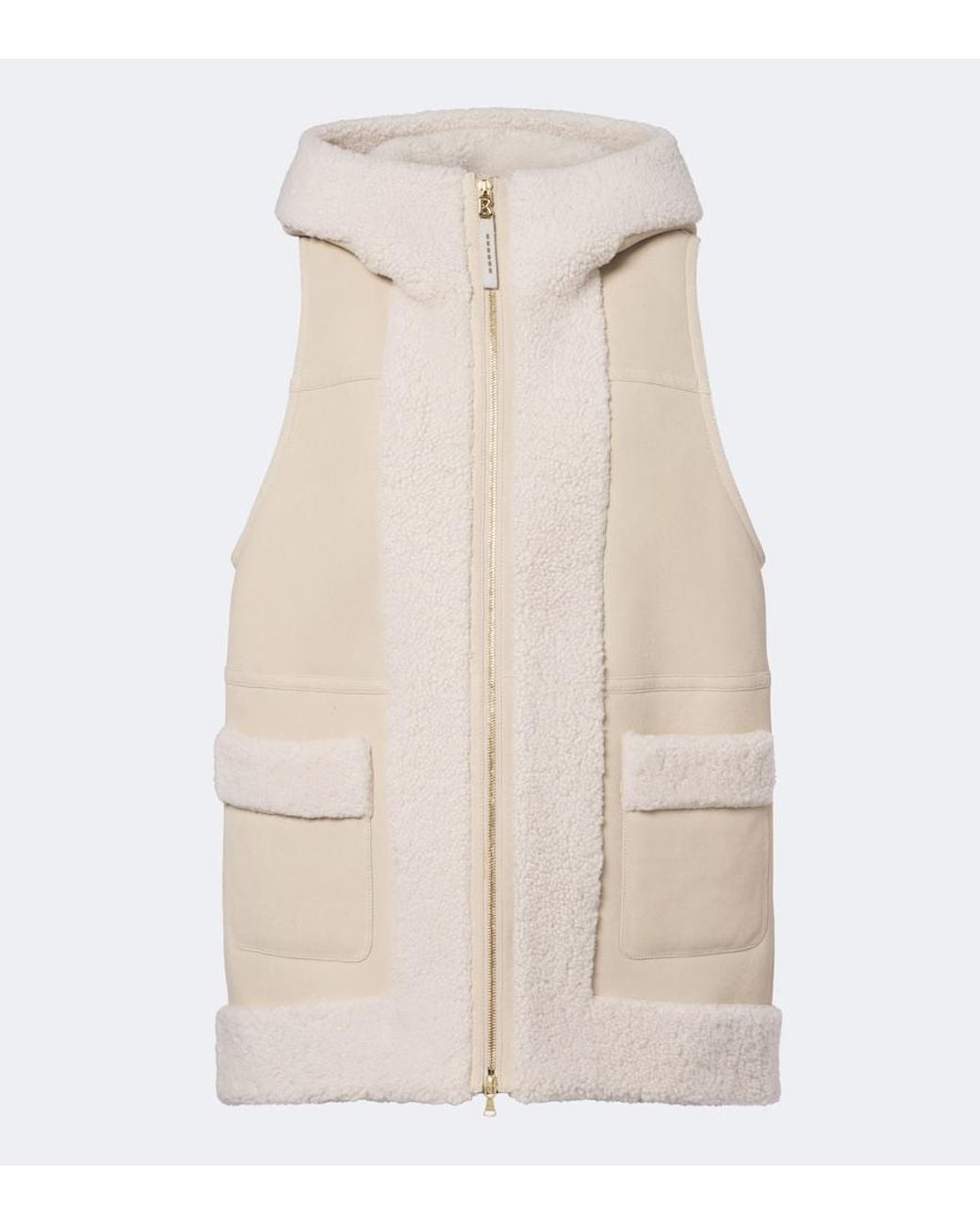 Bogner Natural Lonal Shearling-Trimmed Suede Ski Vest