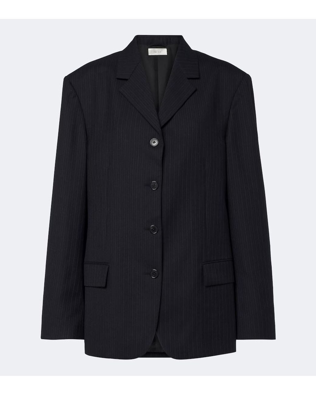 The Row Blue Gelda Chalk Stripe Wool Blazer