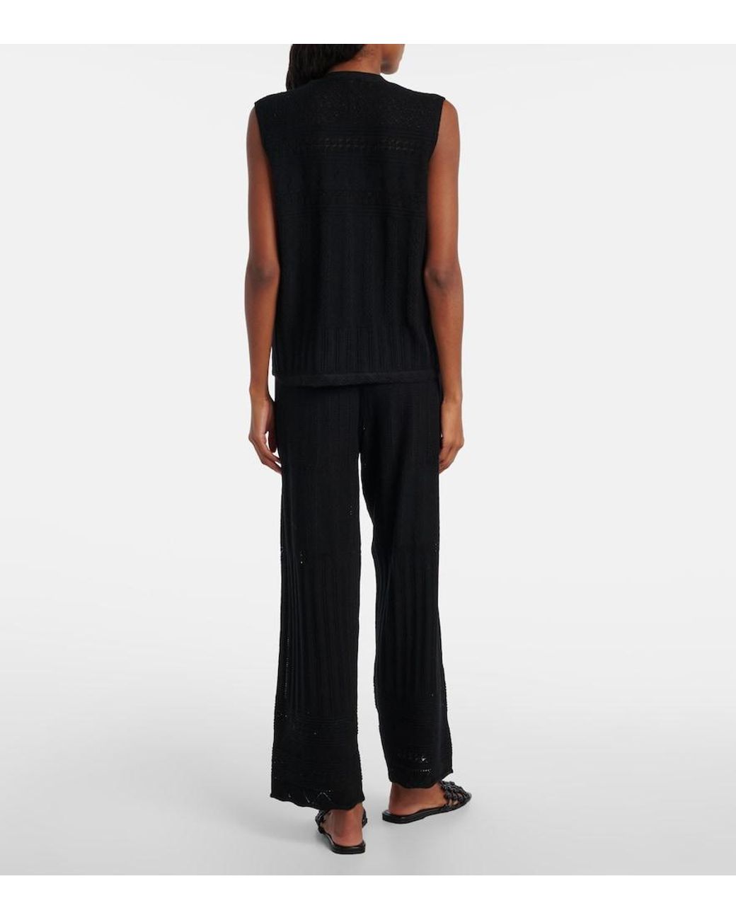 Eres Black Mixte Pointelle Wool And Cashmere Sweater Vest