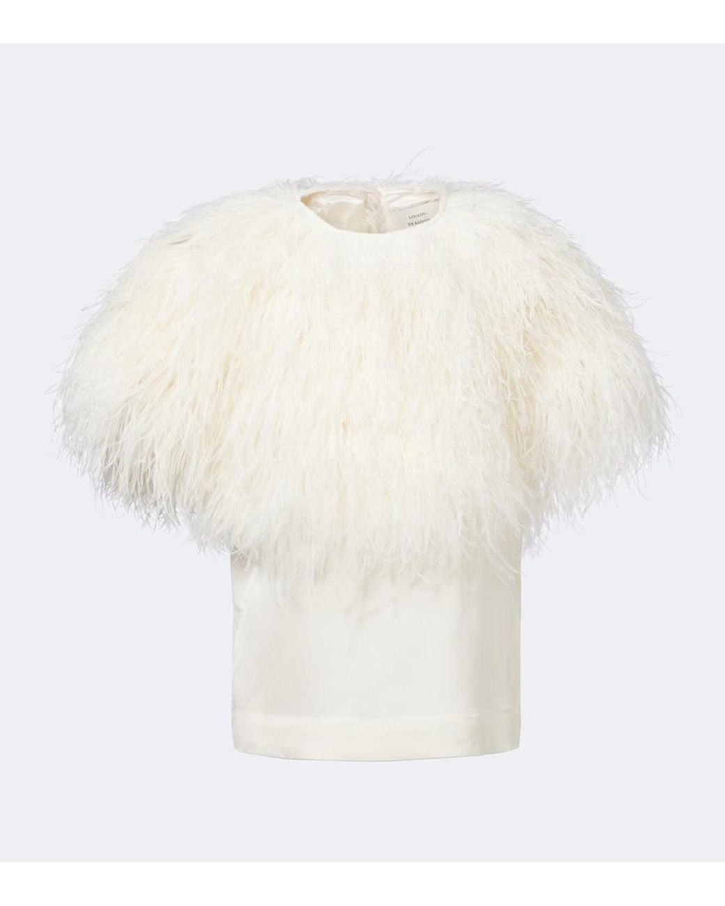 Loulou de Saison White Iona Feather-Trimmed Top
