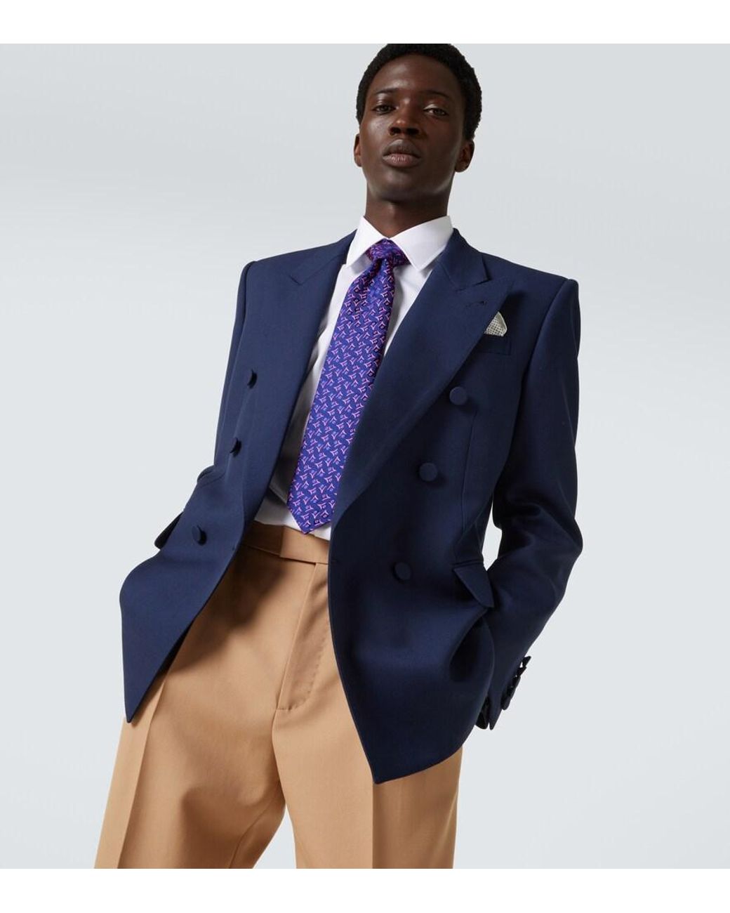 Charvet Blue Silk Jacquard Tie for men