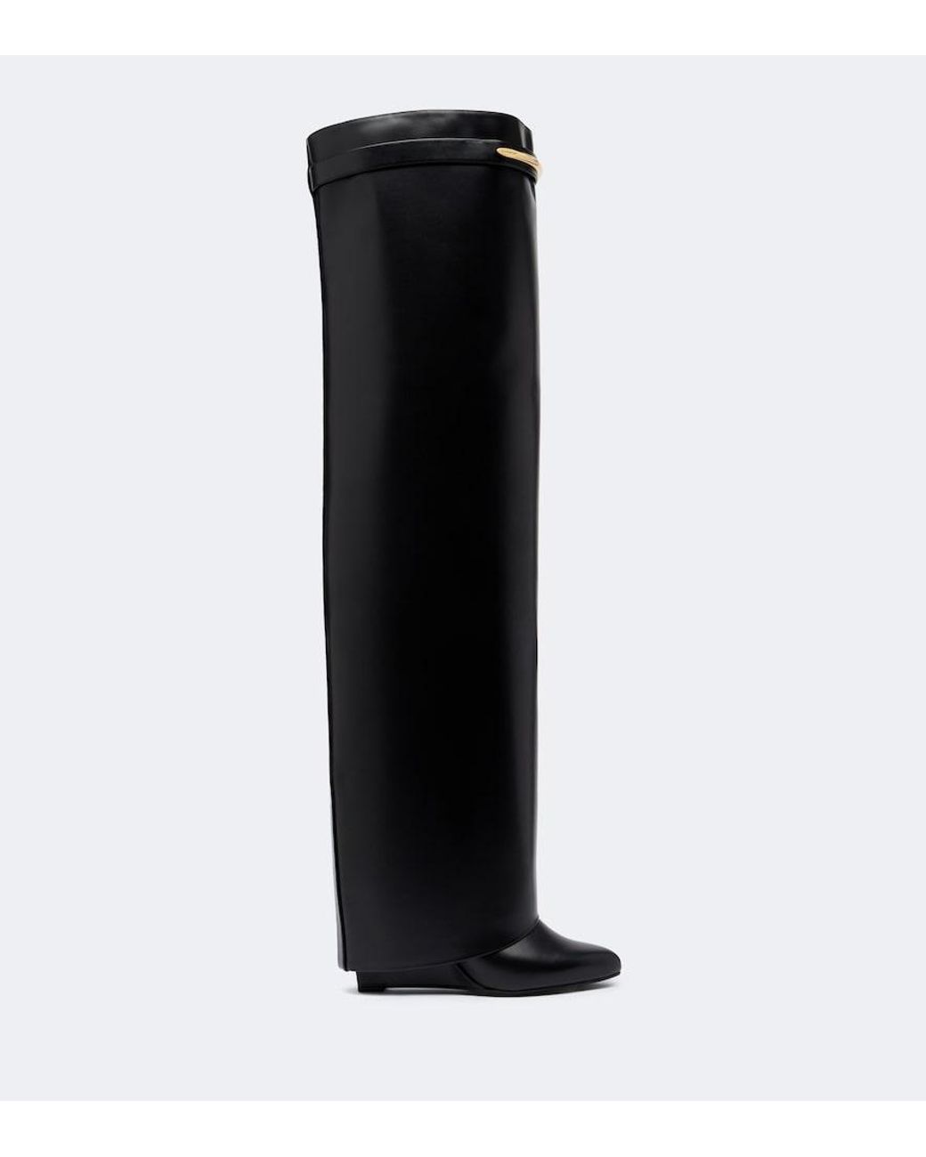 Givenchy Black Shark Pinch Leather Over-The-Knee Boots