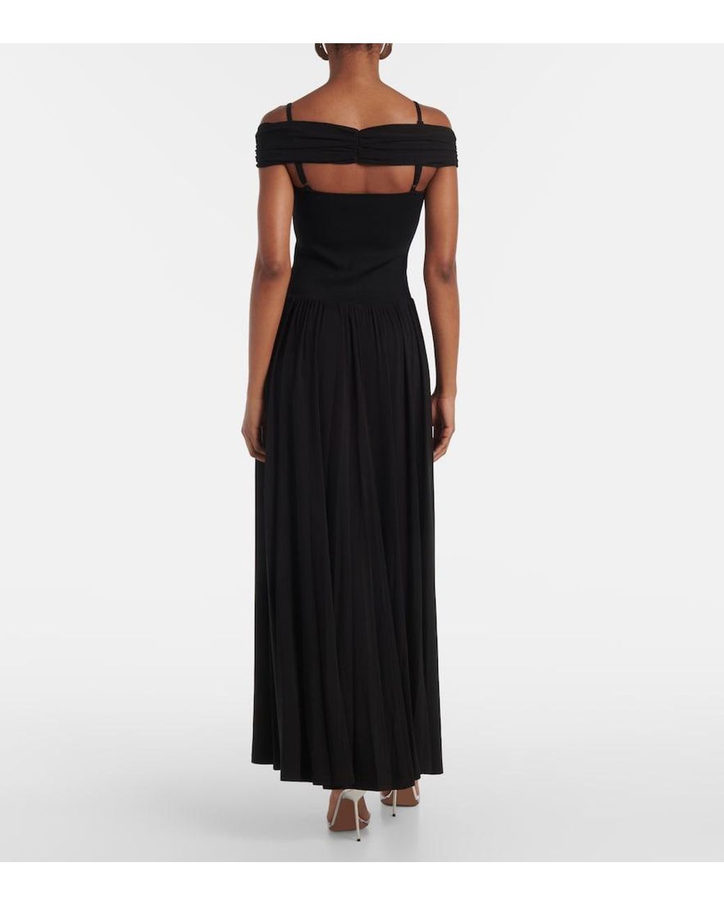 Jonathan Simkhai Black Amarantha Off-Shoulder Draped Jersey Maxi Dress