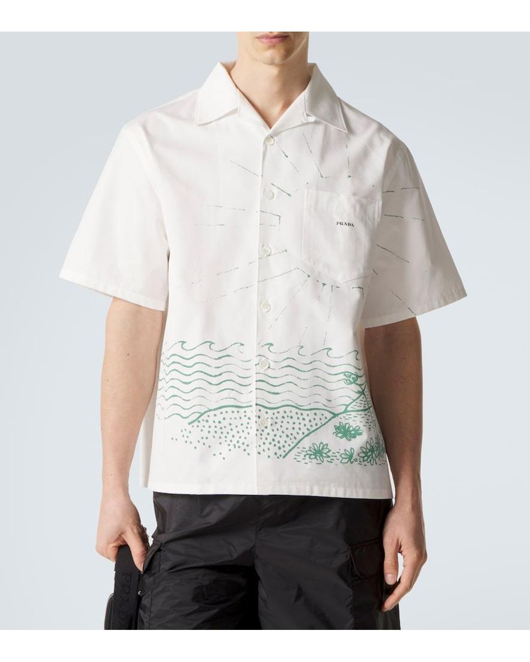 Camicia Bowling di Prada in White da Uomo