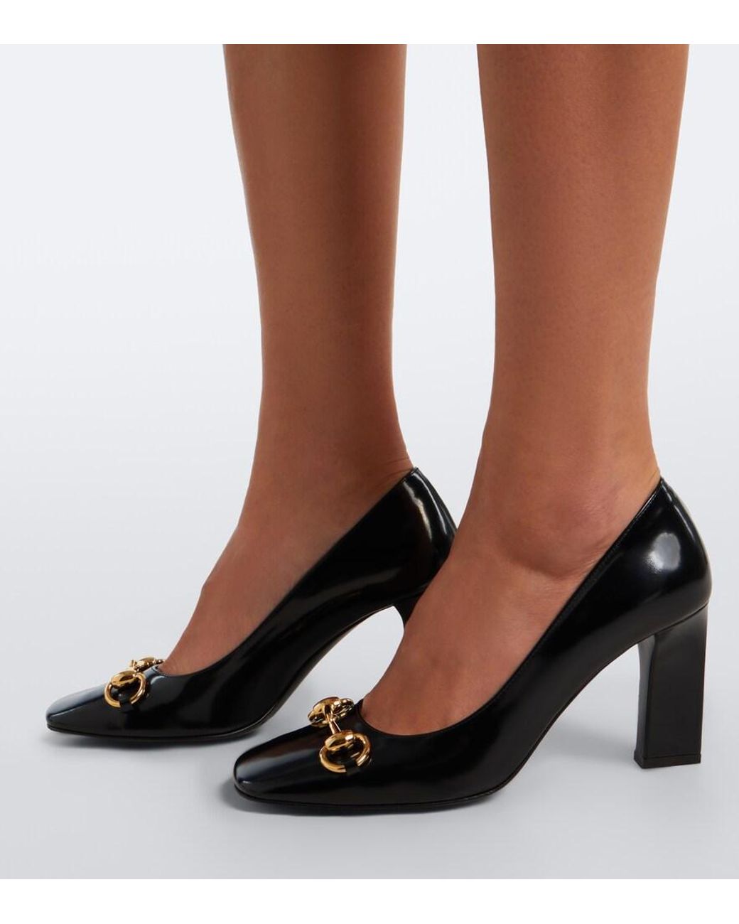 Gucci Blue Signora Horsebit Leather Pumps