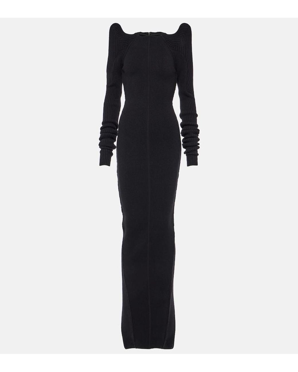 Rick Owens Blue Cashmere And Wool Gown